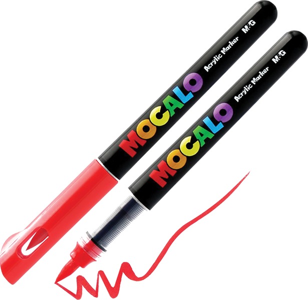 Akril marker, ecsetv&eacute;gű M&G "Mocalo" 235 piros