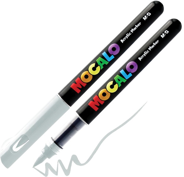 Akril marker, ecsetv&eacute;gű M&G "Mocalo" 915 vil&aacute;gos sz&uuml;rke
