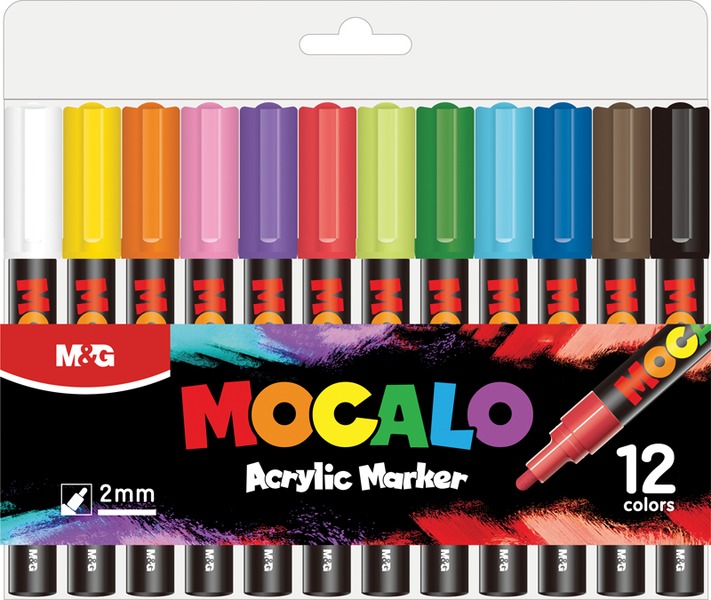Akril marker k&eacute;szlet M&G "Mocalo" 12 sz&iacute;n