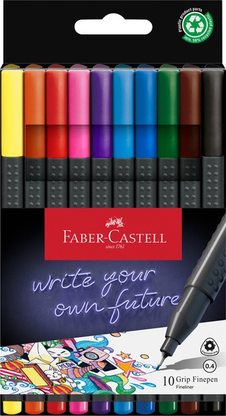 Tűfilc 0,4 mm Faber-Castell "Grip" Finepen 10 szín