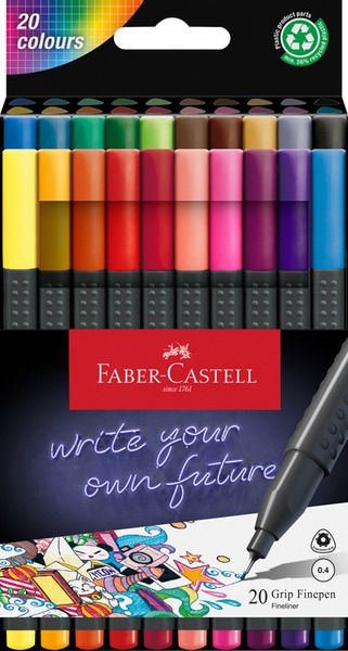 Tűfilc 0,4 mm Faber-Castell "Grip" Finepen 20 szín