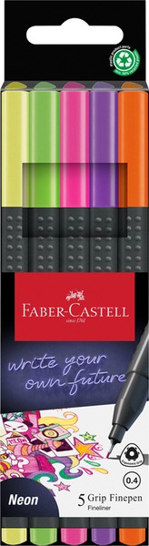 Tűfilc 0,4 mm Faber-Castell "Grip" Finepen 4 neon szín