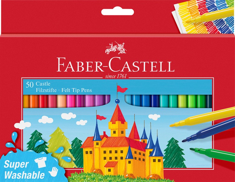 Filctoll készlet, kimosható 1 mm Faber-Castell 50 szín