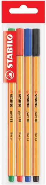 Tűfilc 0,4 mm STABILO Point 88 4 szín