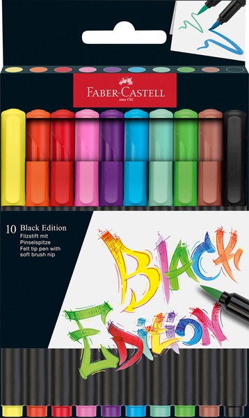 Ecsetfilc készlet 0,5-6 mm Faber-Castell "Black Edition" 10 szín