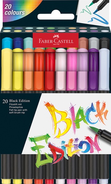 Ecsetfilc készlet 0,5-6 mm Faber-Castell "Black Edition" 20 szín