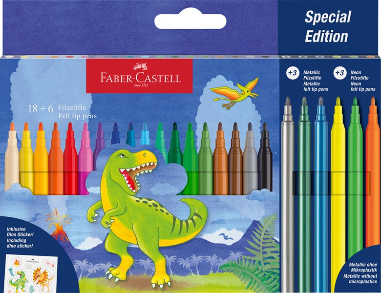 Filctoll készlet 2 mm Faber-Castell "Dinosaur" 18+6 szín