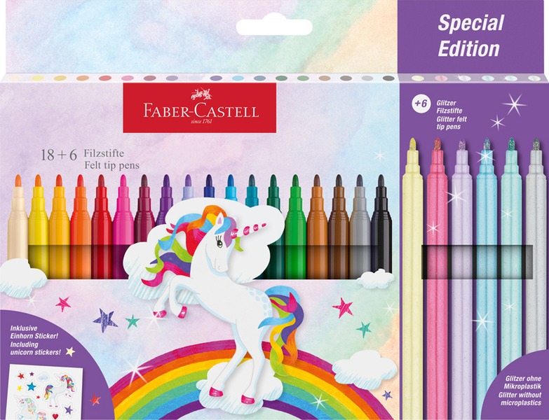 Filctoll készlet 2 mm Faber-Castell "Unicorn" 18+6 szín