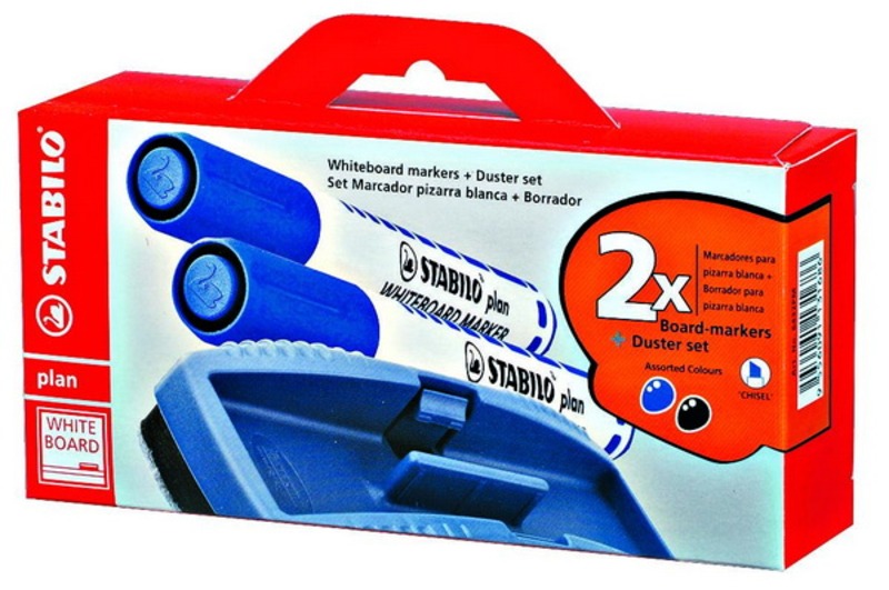 Táblamarker készlet 1-4 mm gömb, tábblatörlővel Stabilo "Plan" 41 2 szín