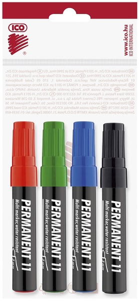 Alkoholos marker 7 mm gömb ICO "PERMANENT" 11 4 szín