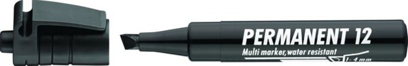 Alkoholos marker 1-4 mm vágott ICO "PERMANENT" 12 fekete