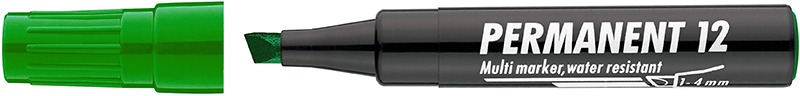 Alkoholos marker 1-4 mm vágott ICO "PERMANENT" 12 zöld