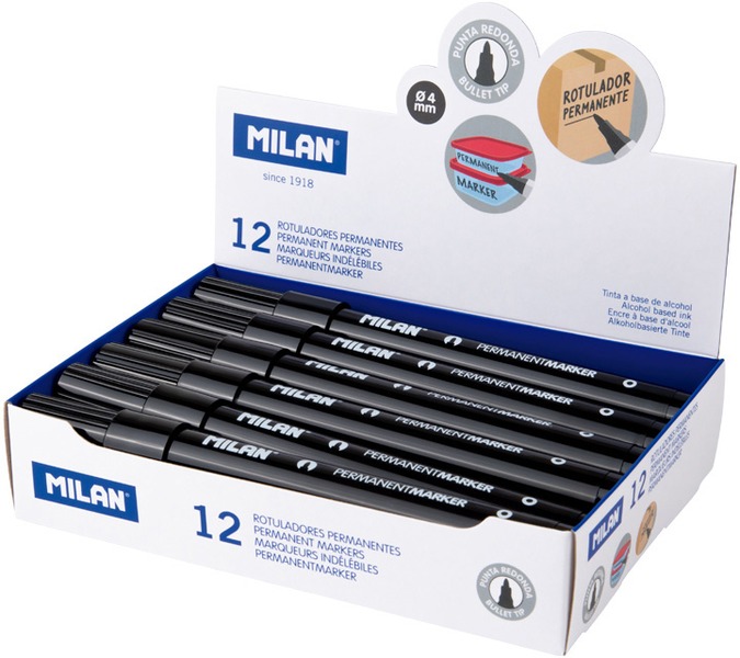Alkoholos marker 4 mm gömb Milan fekete