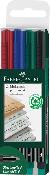 Alkoholos marker készlet 0,6 mm Faber-Castell "Multimark" OHP F 4 szín