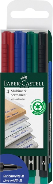 Alkoholos marker készlet 1 mm Faber-Castell "Multimark" OHP M 4 szín