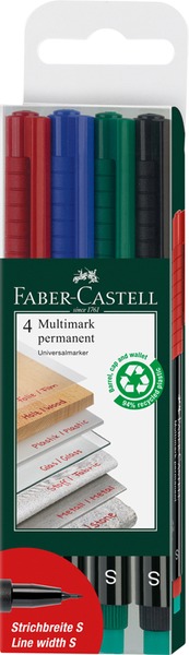 Alkoholos marker készlet 0,4 mm Faber-Castell "Multimark" OHP S 4 szín