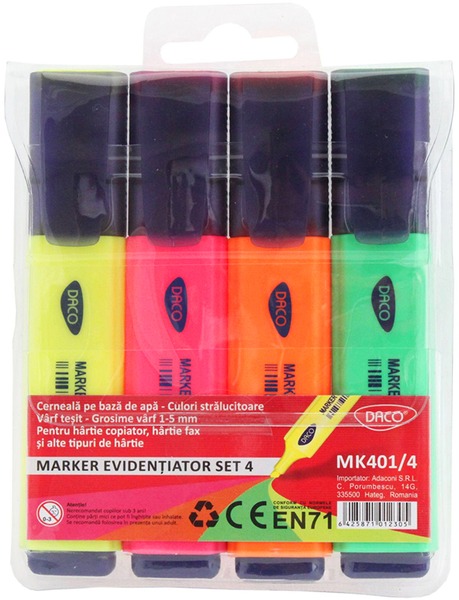 Szövegkiemelő készlet 2-5 mm Daco 4 szín