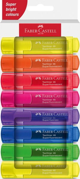 Szövegkiemelő készlet 1-5 mm Faber-Castell "Textliner 46" Superfluorescent 8 szín