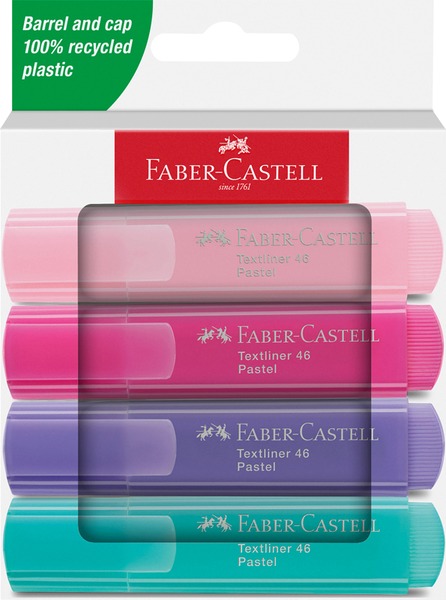 Szövegkiemelő készlet 1-5 mm Faber-Castell "Textliner 46" Pastel 4 szín