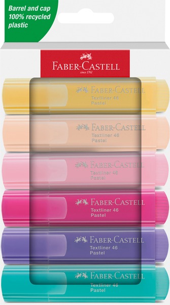 Szövegkiemelő készlet 1-5 mm Faber-Castell "Textliner 46" Pastel 6 szín