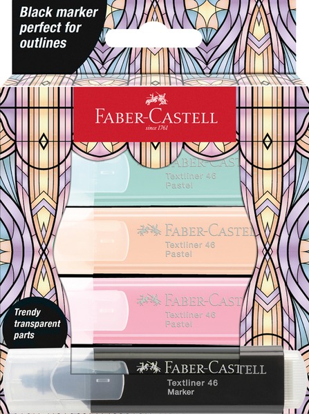Szövegkiemelő készlet 1-5 mm Faber-Castell "Textliner 46" Glassy Pastel 4 szín