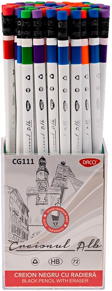 Grafitceruza HB háromszög test,  radíros Daco