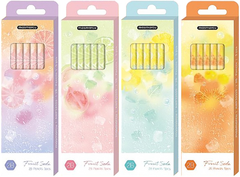 Grafitceruza 2B h&aacute;romsz&ouml;g test 5 db/doboz M&G "Fruit Soda"