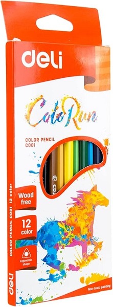Színesceruza készlet háromszög test Deli "ColoRun" 12 szín