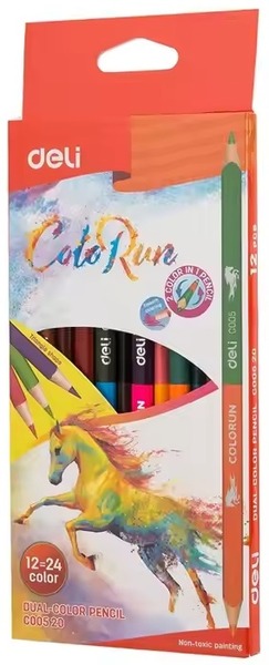 Színesceruza készlet kétvégű, háromszög test Deli "ColoRun" 12 szín