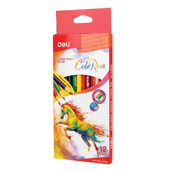 Színesceruza készlet háromszög test Deli "ColoRun" 12 szín