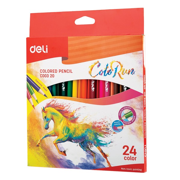 Színesceruza készlet háromszög test Deli "ColoRun" 24 szín