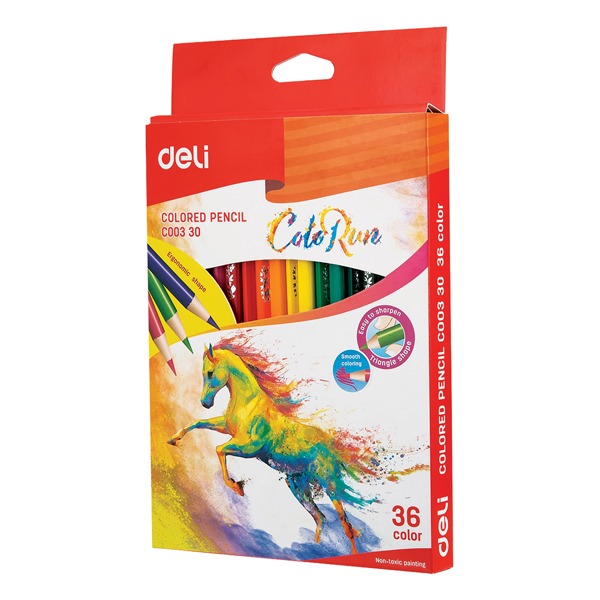 Színesceruza készlet háromszög test Deli "ColoRun" 36 szín