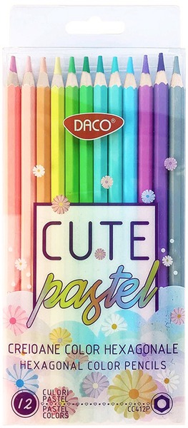 Színesceruza készlet Daco "Cute" 12 pasztell szín