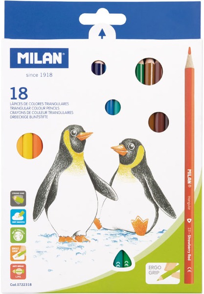 Színesceruza készlet háromszög test Milan 231 18 szín