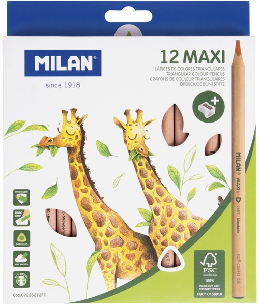 Színesceruza készlet vastag, háromszög test Milan 262 12 szín