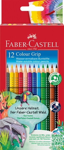 Színesceruza készlet háromszög test Faber-Castell "Colour Grip" 12 szín