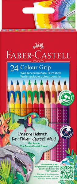 Színesceruza készlet háromszög test Faber-Castell "Colour Grip" 24 szín
