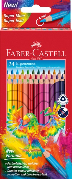 Színesceruza készlet háromszög test Faber-Castell "Ergonomics" 24 szín