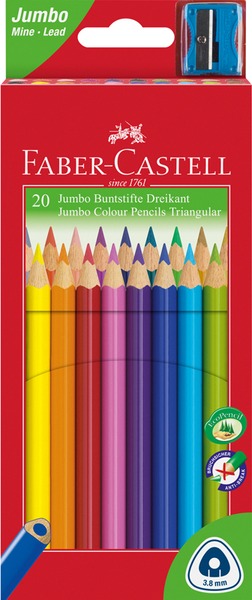 Színesceruza készlet háromszög test, vastag Faber-Castell "Junior" Jumbo 20 szín