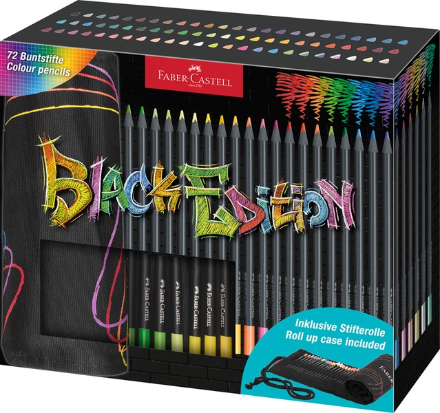 Színesceruza készlet fekete fa, háromszög test Faber-Castell "Black Edition" 72 szín