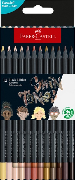 Színesceruza készlet fekete fa, háromszög test Faber-Castell "Black Edition" 12 test szín