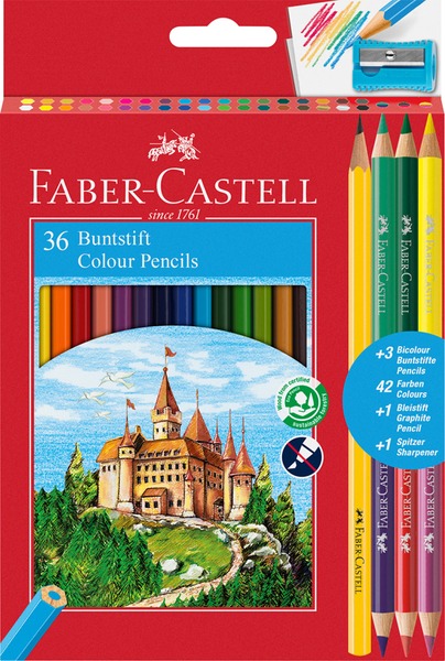 Színesceruza készlet, ajándék hegyező Faber-Castell "Classic" 36+3+1 szín