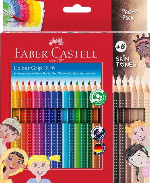 Színesceruza készlet háromszög test Faber-Castell "Colour Grip" 18+6 szín