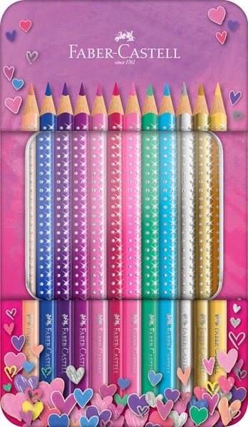 Színesceruza készlet háromszög test, fém dobozos Faber-Castell "Sparkle" 12 szín