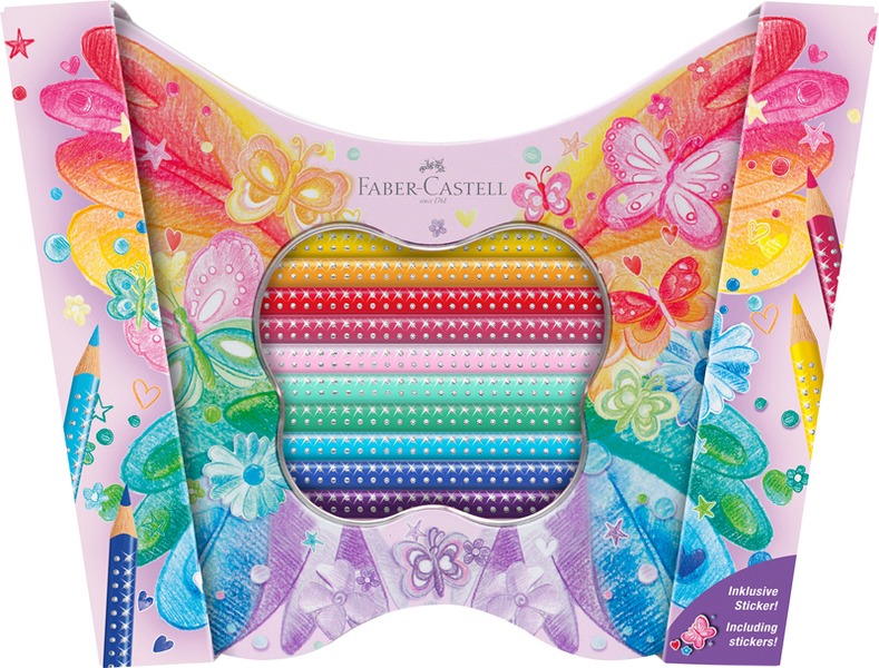 Színesceruza készlet háromszög test, fém dobozos Faber-Castell "Sparkle" 30 szín