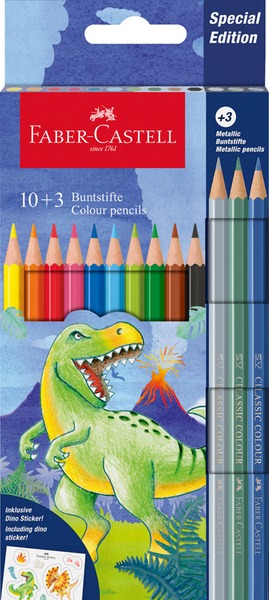 Színesceruza készlet Faber-Castell "Classic" Dinosaur 10+3 szín