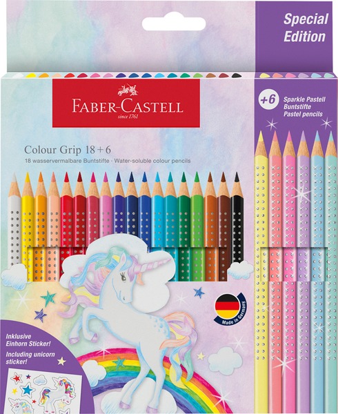 Színesceruza készlet háromszög test Faber-Castell "Colour Grip" Unicorn 18+6 szín