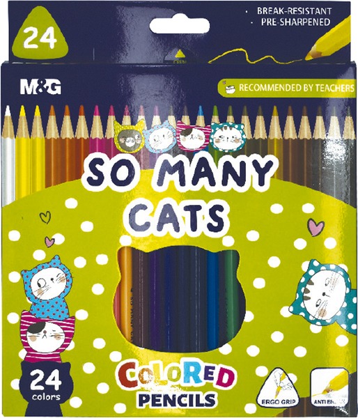 Színesceruza készlet háromszög test M&G "So Many Cats" 24 szín