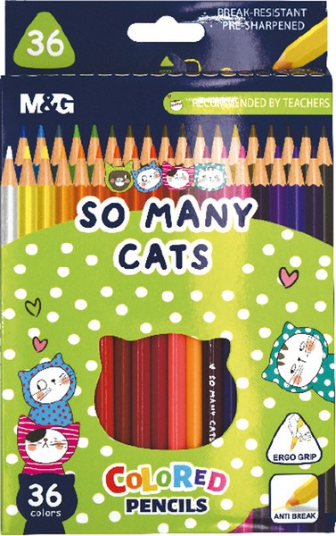 Színesceruza készlet háromszög test M&G "So Many Cats" 36 szín