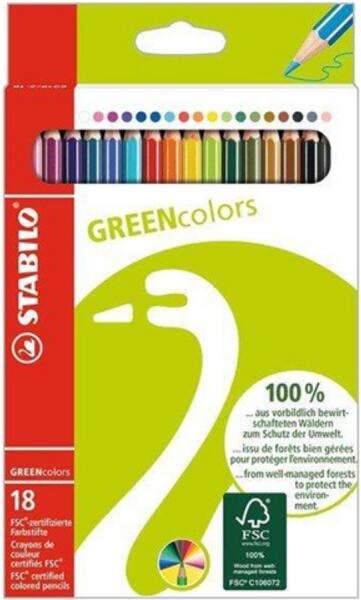 Színesceruza készlet Stabilo "GREENcolors" 18 szín